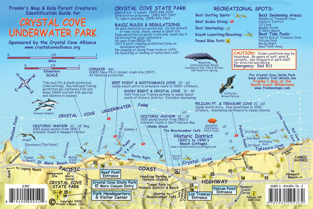 Crystal Cove Underwater Park Fish Card - Frankos Maps