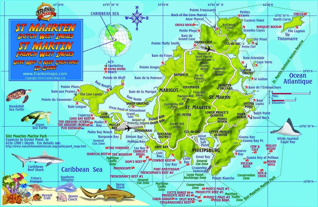 St. Martin & St. Maarten Fish Card - Frankos Maps
