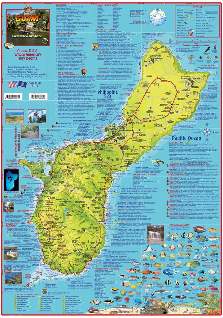Guam Adventure & Dive Guide Map Laminated Poster - Frankos Maps