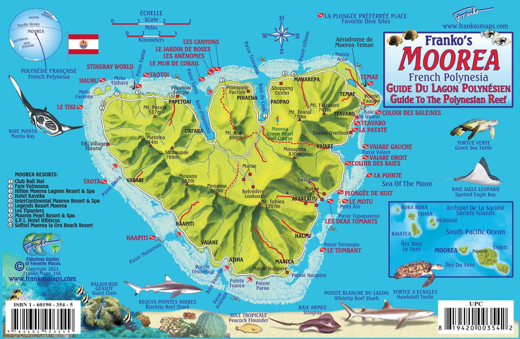 Moorea Fish Card - Frankos Maps