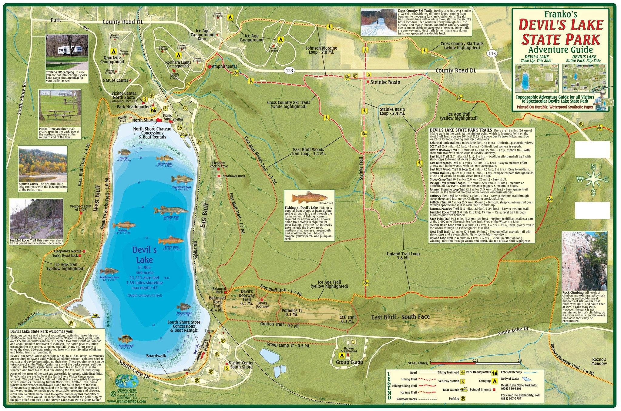  Devils Lake Fishing Map : Sports & Outdoors