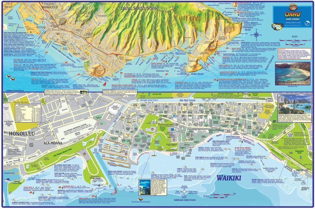 Oahu Dive Map - Frankos Maps