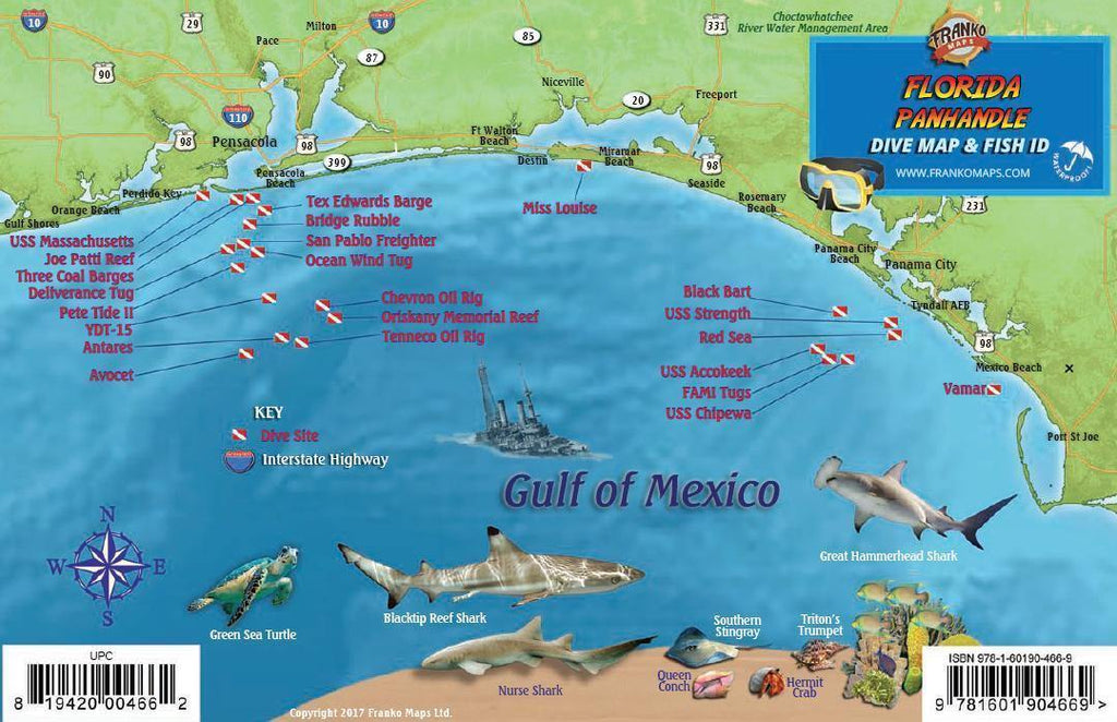 Florida Panhandle Fish Card - Frankos Maps