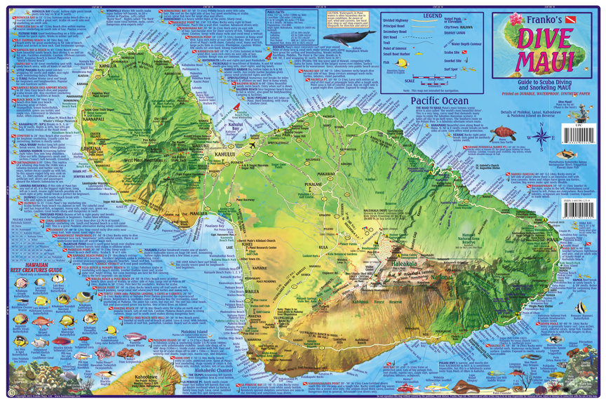 Maui Dive Map Laminated Poster - Frankos Maps