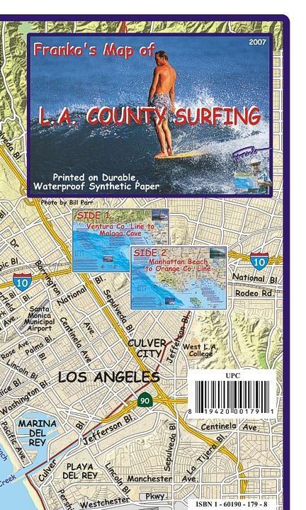 Los Angeles County Surfing Map - Frankos Maps