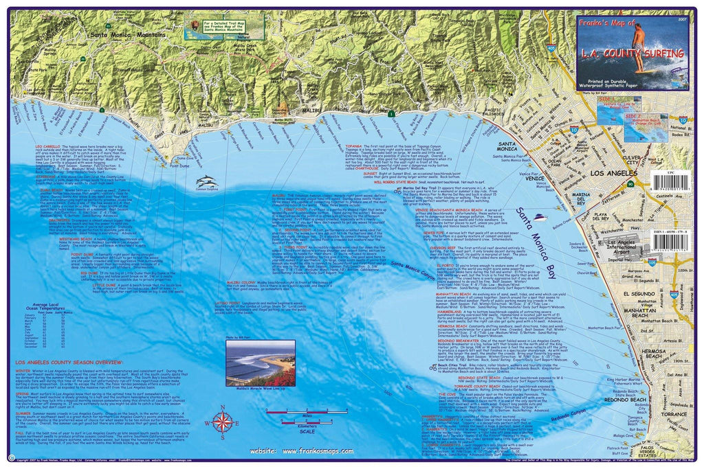 Los Angeles County Surfing Map - Frankos Maps