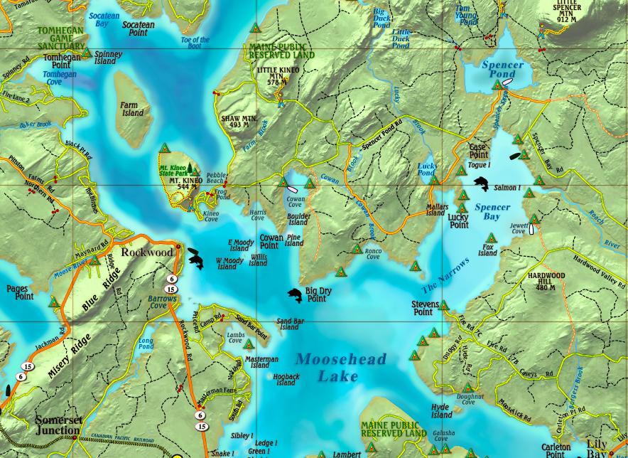 Moosehead Lake Wall Map - Franko Maps