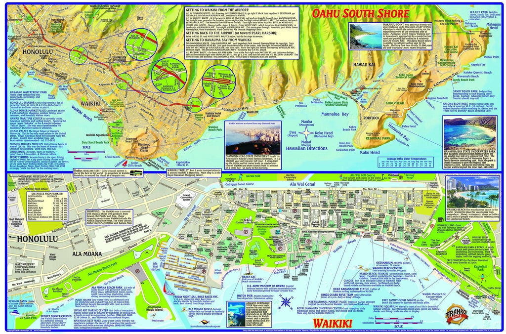 Oahu Adventure Guide Map Laminated Poster - Frankos Maps