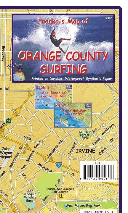 Orange County Surfing Map - Frankos Maps