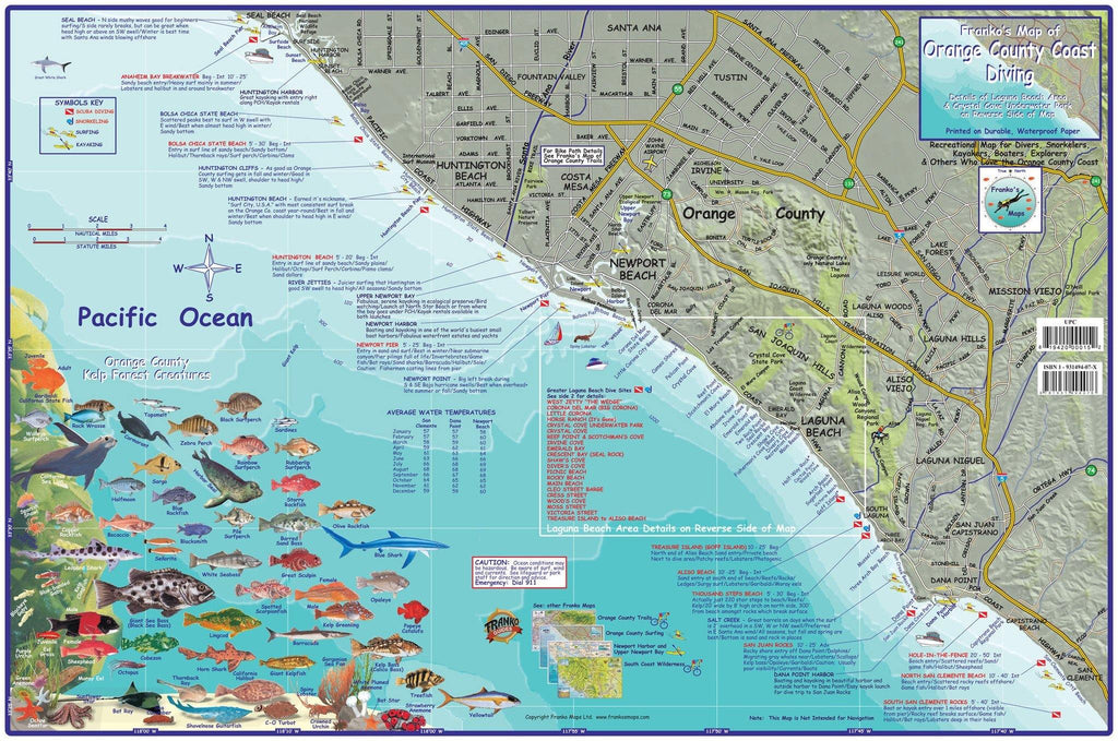 Orange County Coast Dive Map - Frankos Maps