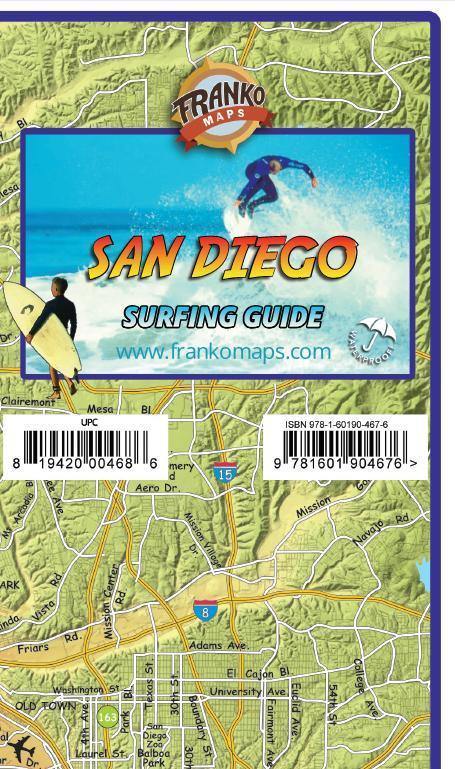 San Diego County Surfing Map - Frankos Maps