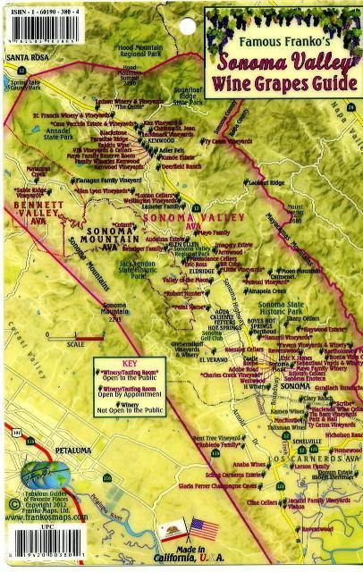 Sonoma Valley Wine Grapes Guide Card - Frankos Maps