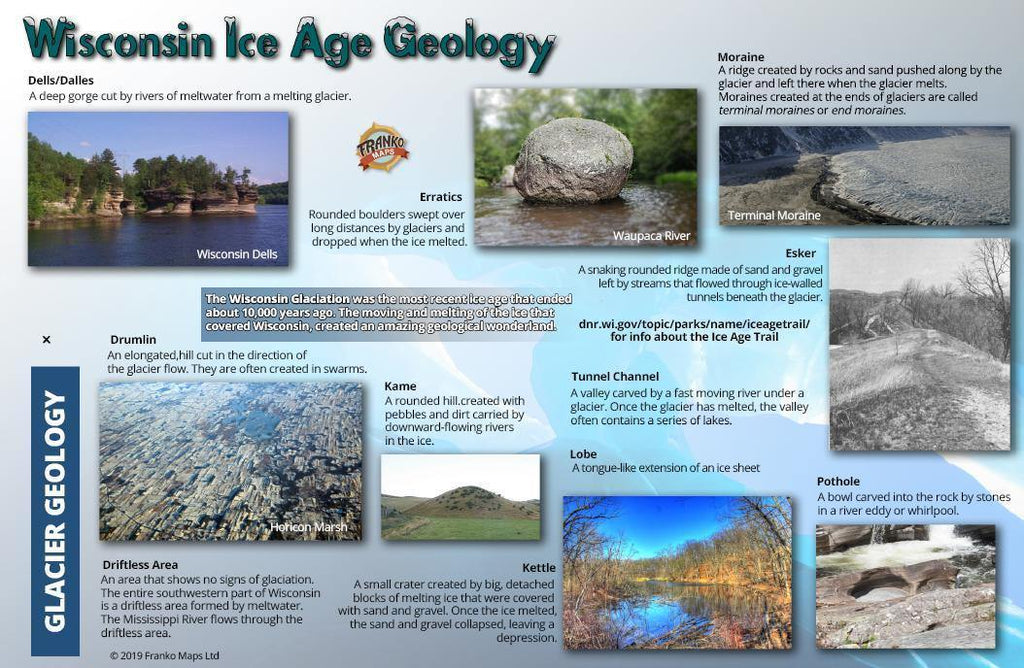 Wisconsin Ice Age Trail & Geology Guide Card - Frankos Maps