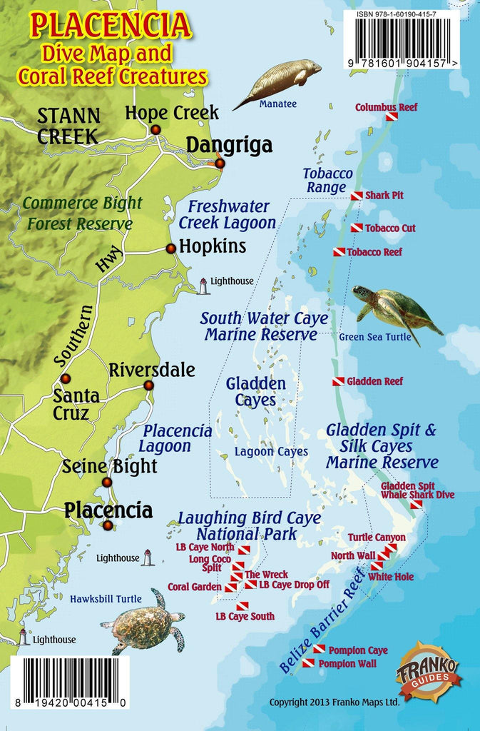 Placencia, Belize, Fish Card - Frankos Maps