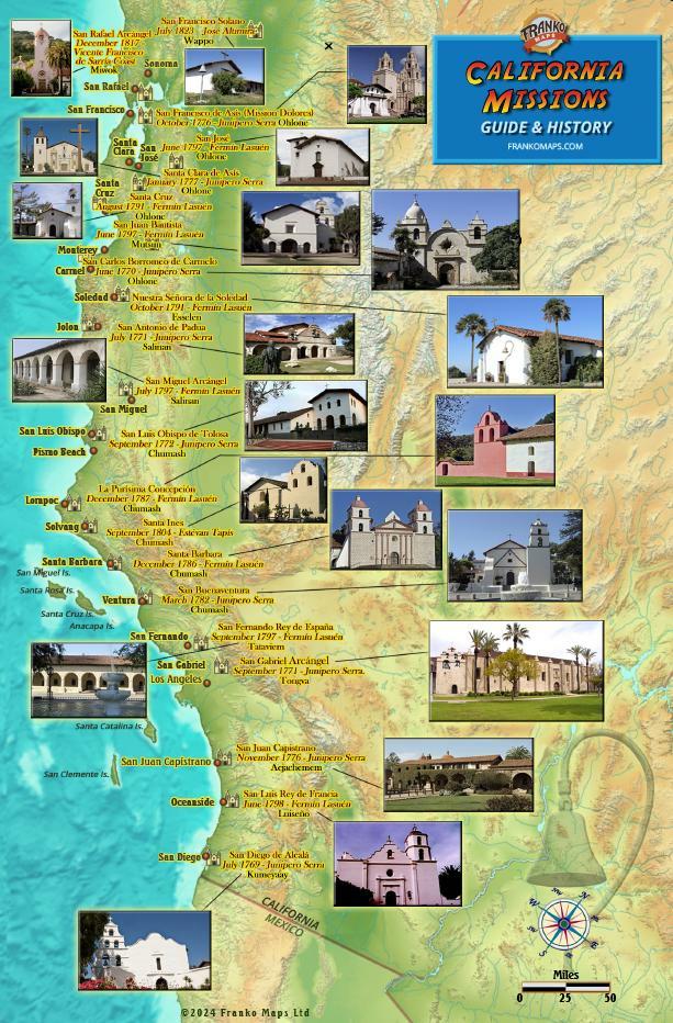 California Spanish Missions Map california-spanish-missions-map