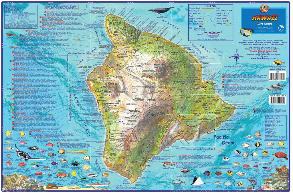 Hawaii "Big Island" Dive Map - Frankos Maps