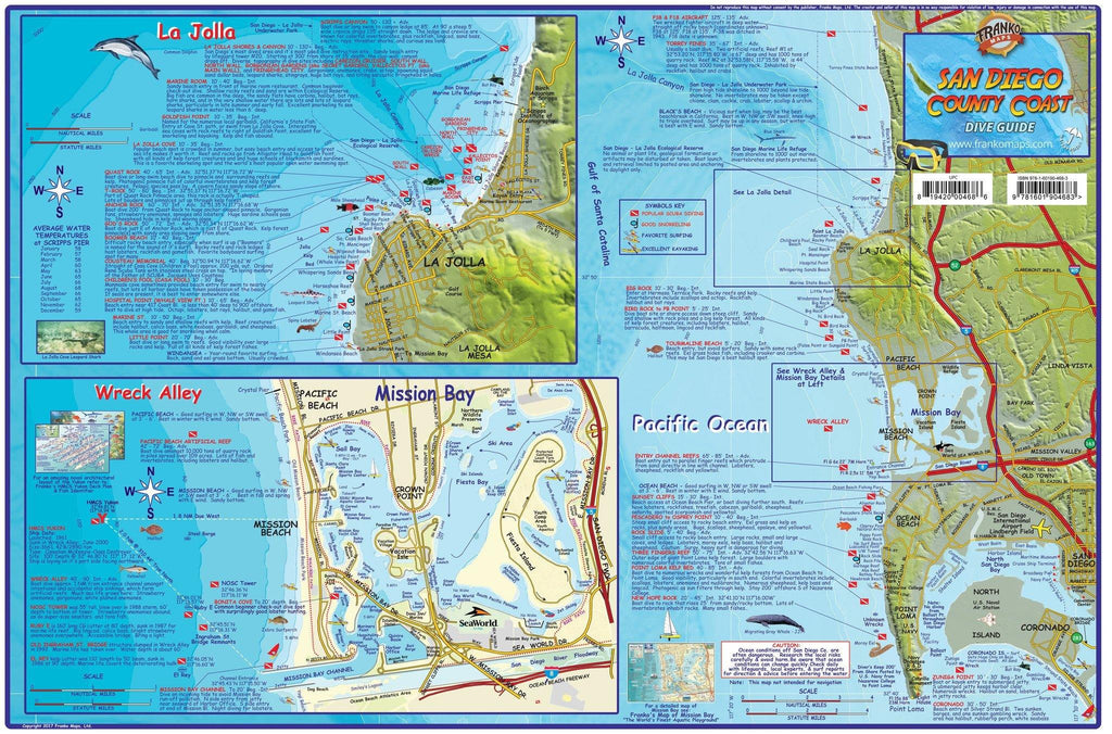 San Diego County Coast Dive Map - Frankos Maps