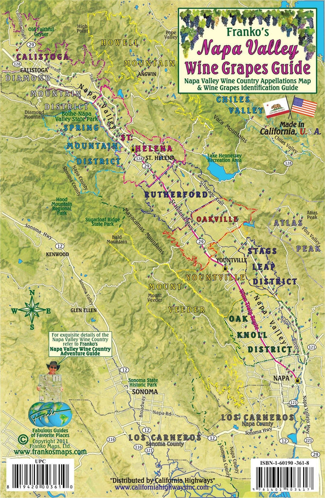 Napa Valley Wine Grapes Guide Card - Frankos Maps