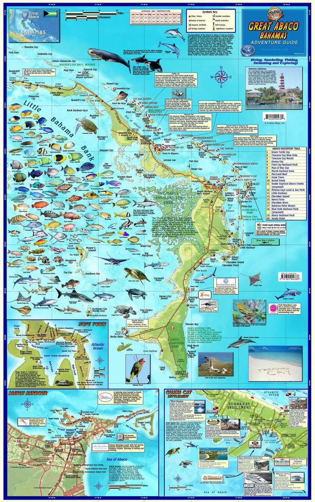 Great Abaco Island, The Bahamas, Adventure Guide Map - Frankos Maps
