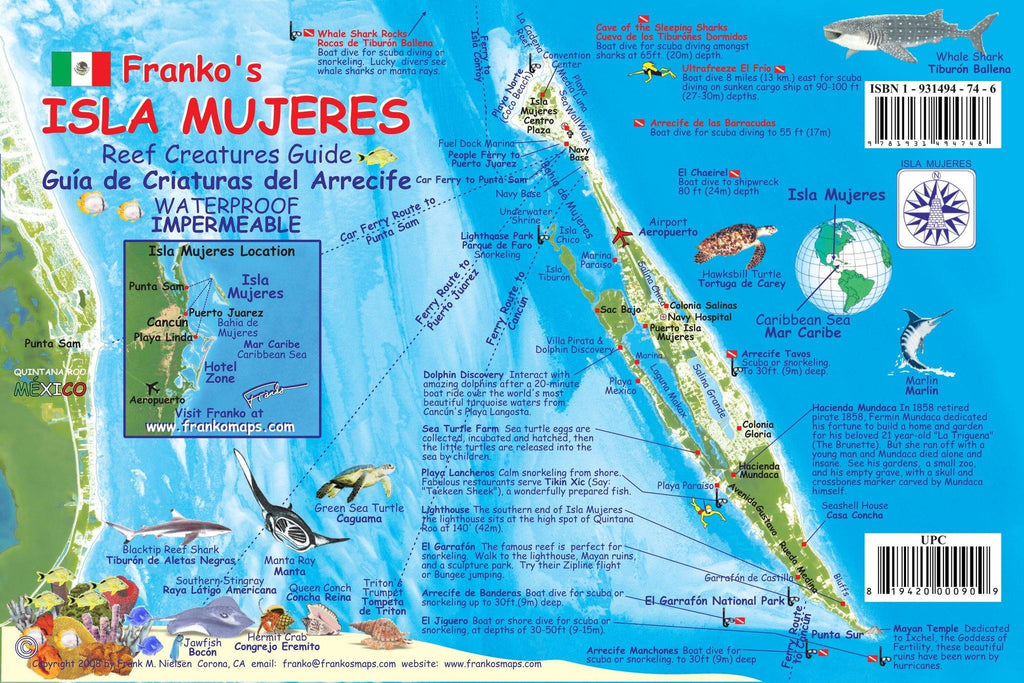 Isla Mujeres, Mexico, Fish Card - Frankos Maps