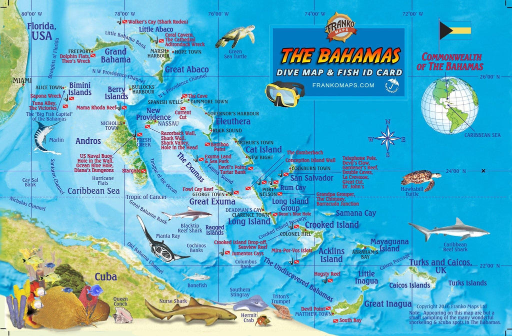 Bahamas Fish Card - Frankos Maps