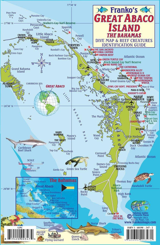 Great Abaco Island, The Bahamas, Fish Card - Frankos Maps