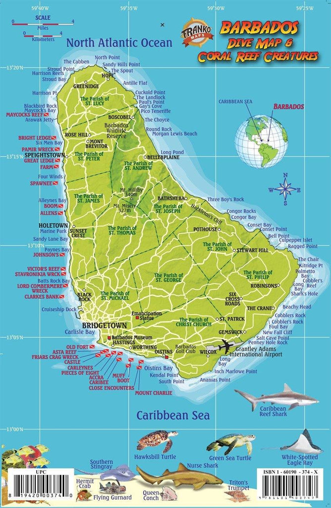 Barbados Dive Map