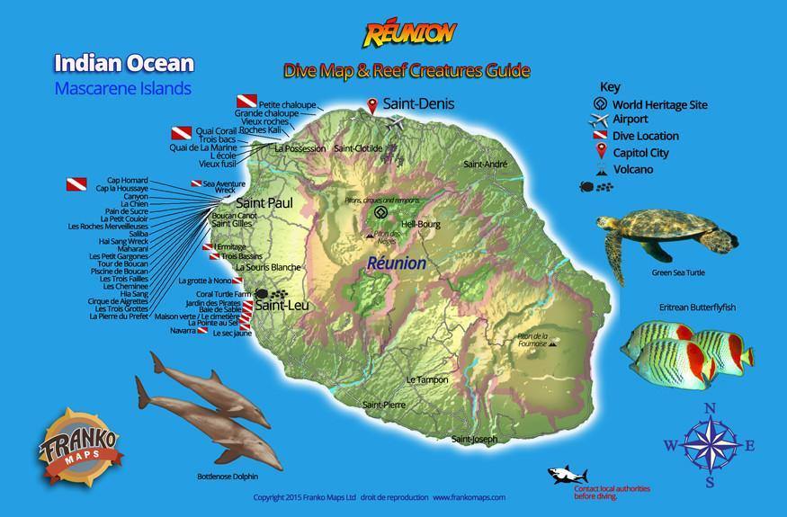 Reunion Island Fish Card - Frankos Maps
