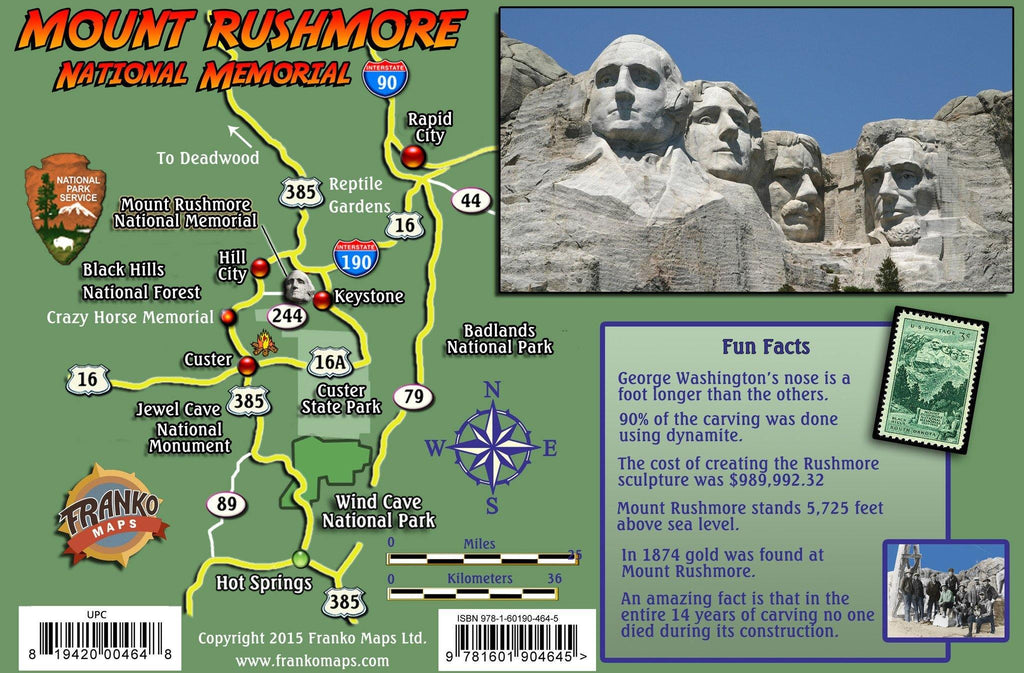 Mt Rushmore National Memorial Card - Frankos Maps