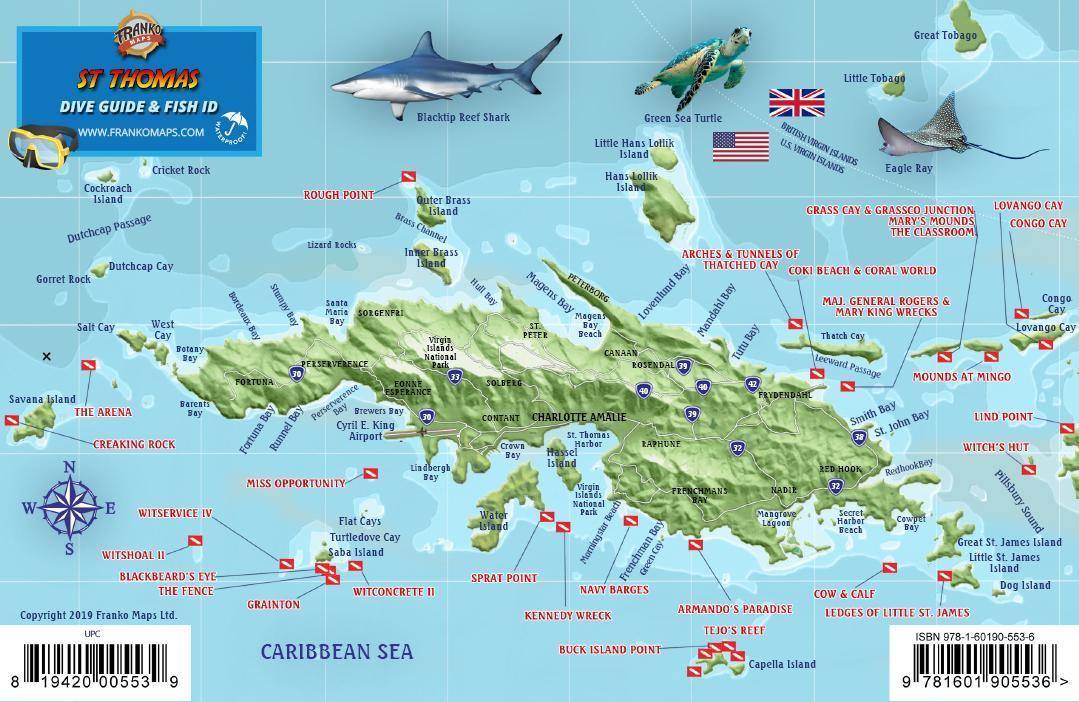 St. Thomas USVI Fish Card – Franko Maps