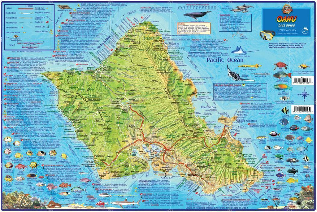 Oahu Dive Map - Frankos Maps
