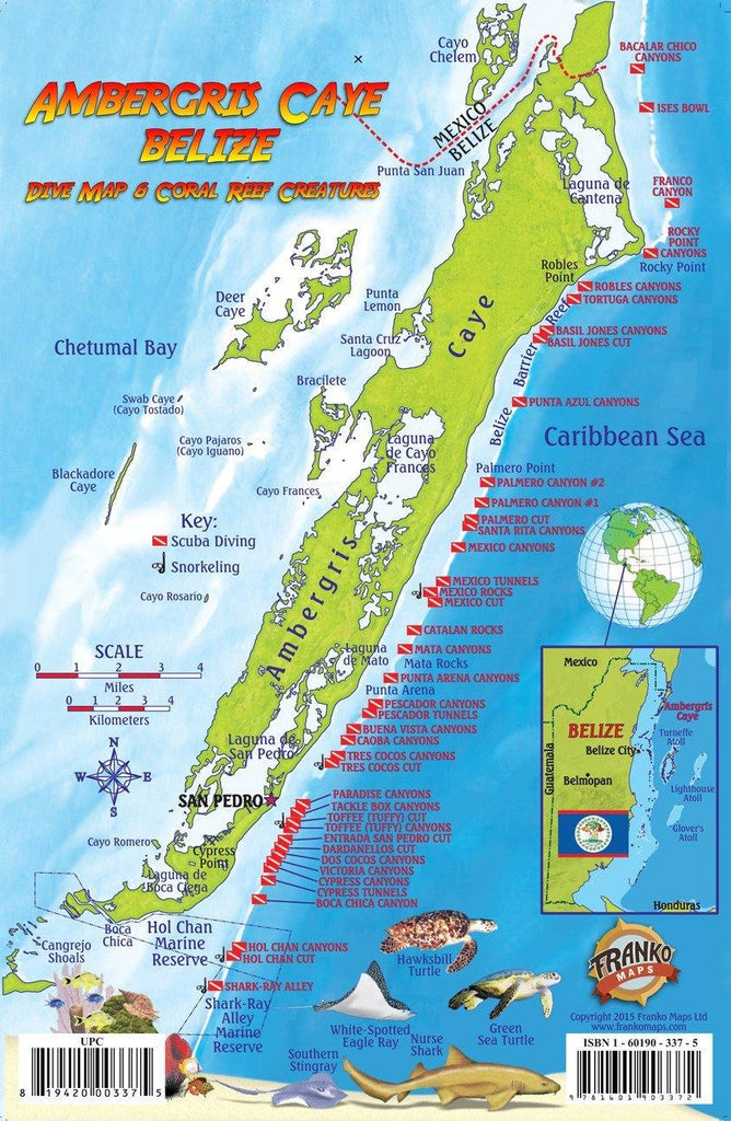 Franko Map of Ambergris Caye, Belize