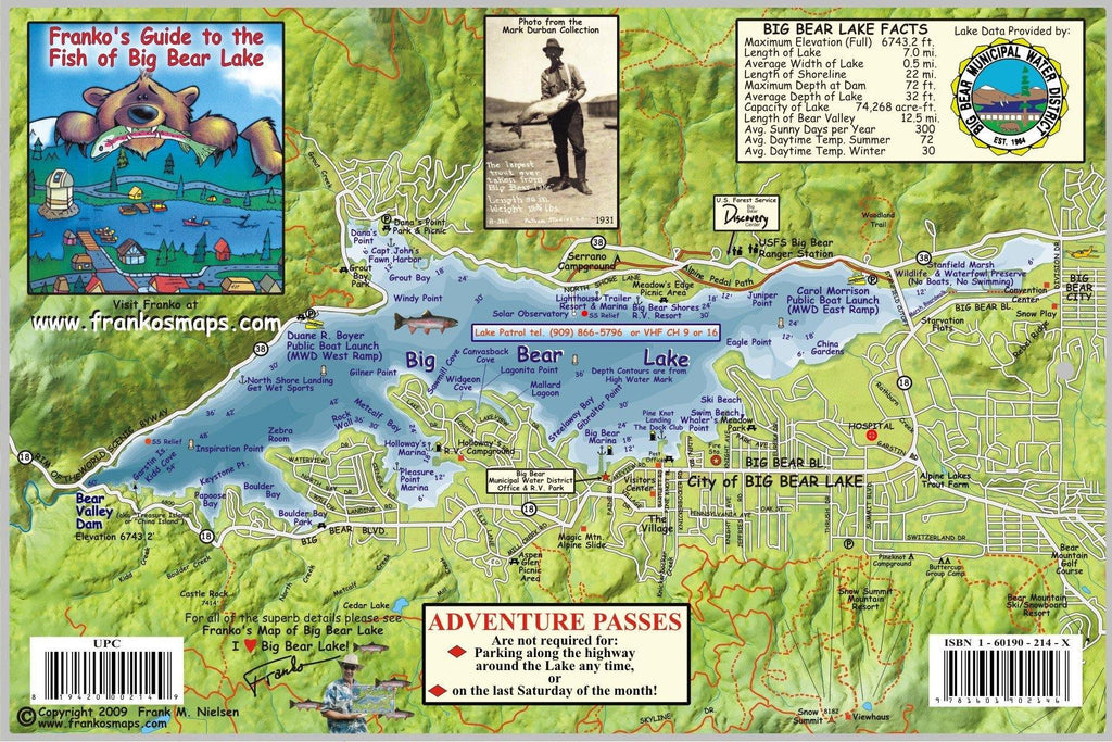 Big Bear Lake Fish Card - Frankos Maps