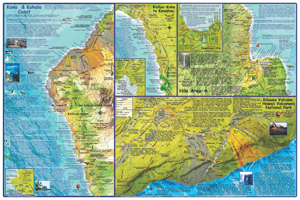 Hawaii "Big Island" Adventure Guide Map Laminated Poster - Frankos Maps