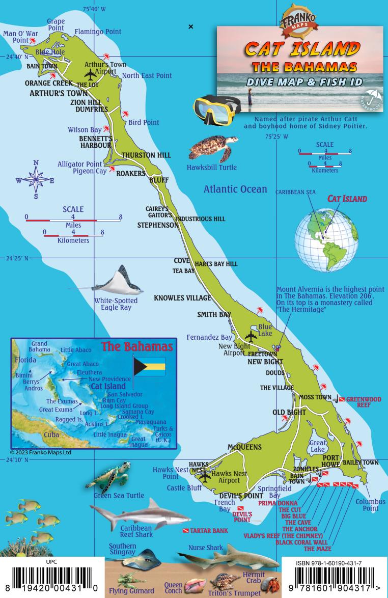 Cat Island, The Bahamas, Fish Card – Franko Maps