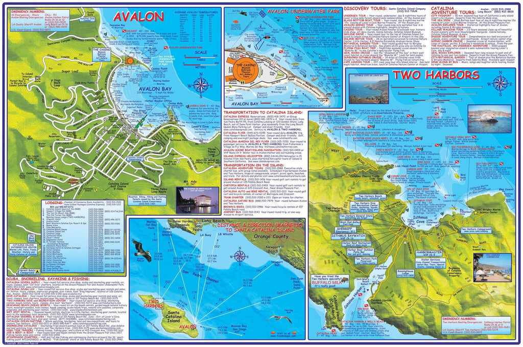 Santa Catalina Island Dive & Adventure Map Poster - Frankos Maps