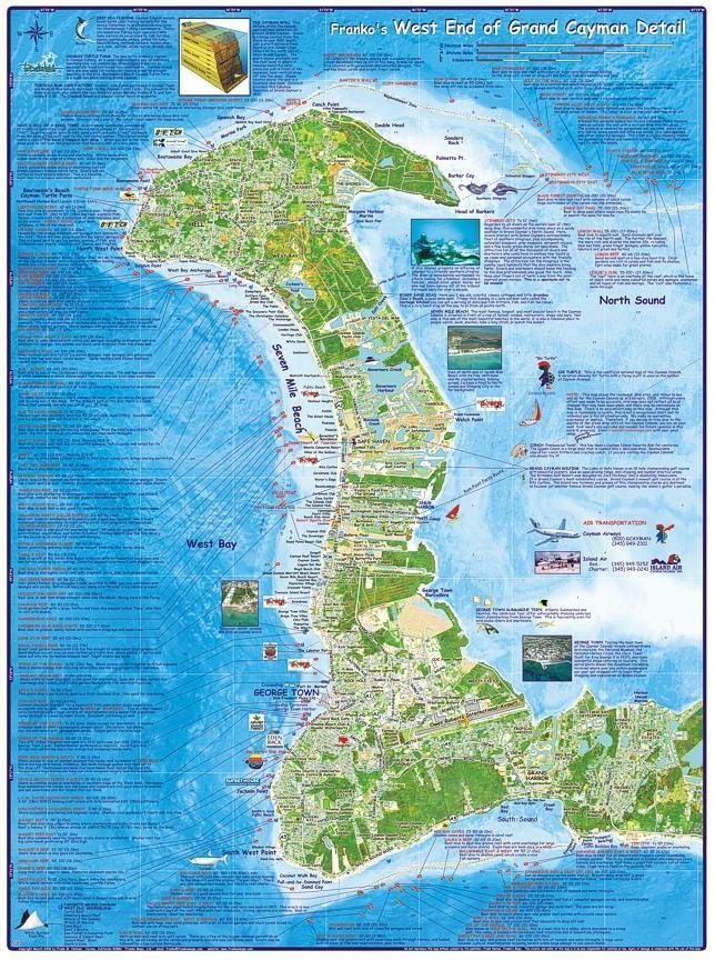 Cayman Islands Dive Map Poster - Frankos Maps