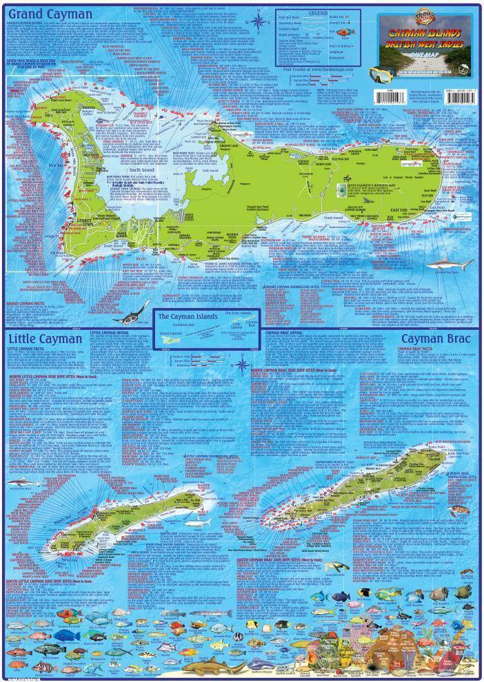 Cayman Islands Dive Map - Frankos Maps