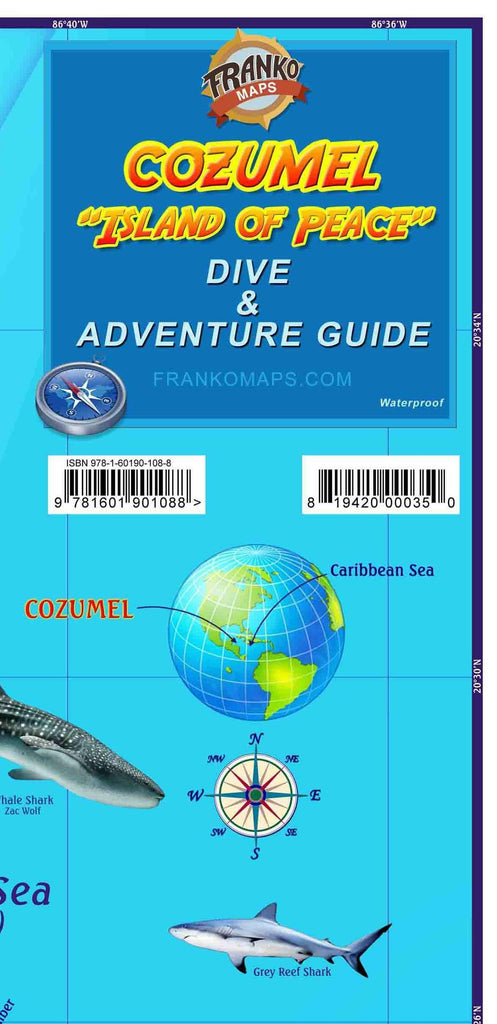 Cozumel Mexico Dive & Adventure Guide Map - Frankos Maps