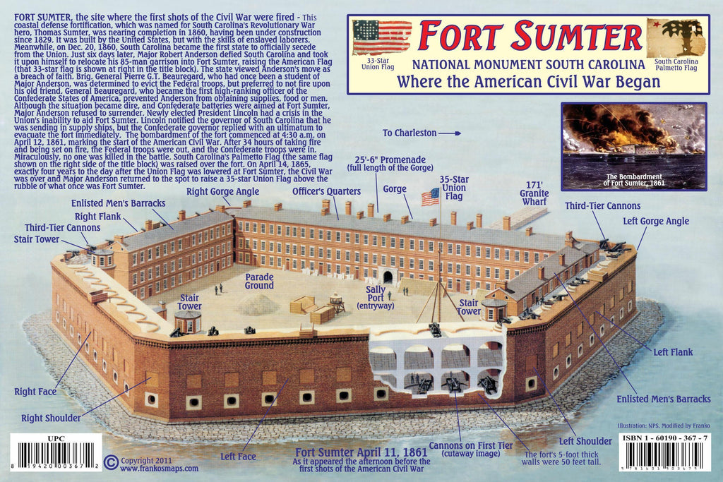 Fort Sumter / H.L. Hunley Guide Card - Frankos Maps