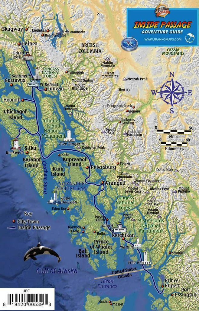Alaska Inside Passage Guide Card - Frankos Maps