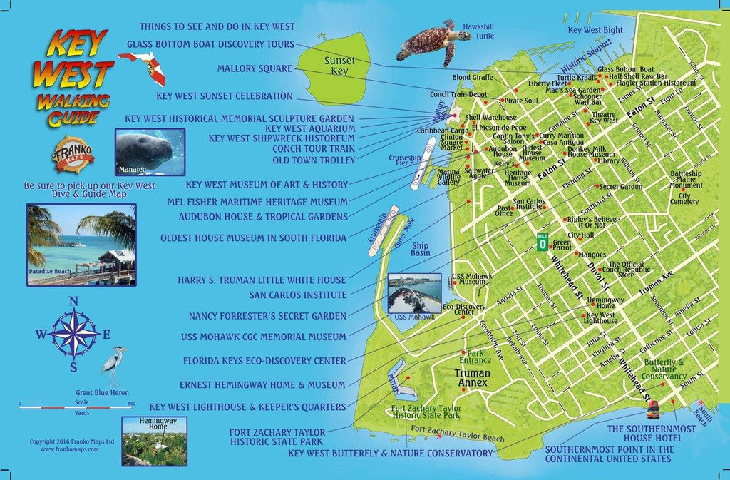 Key West Walking Guide Card - Frankos Maps