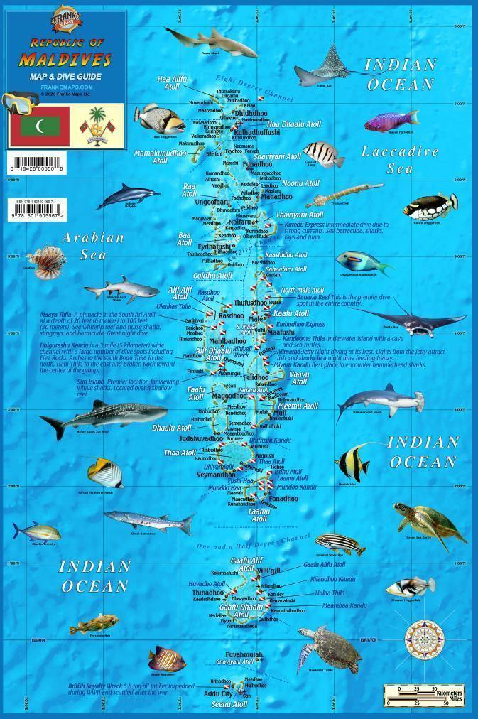 Maldives Map & Dive Guide - Frankos Maps