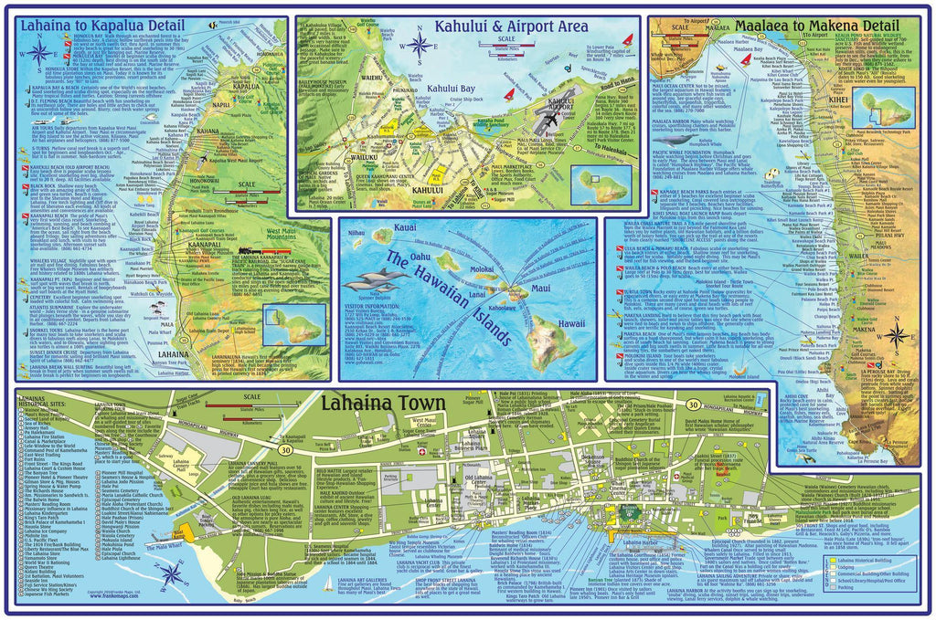 Maui Adventure Guide Map Laminated Poster - Frankos Maps