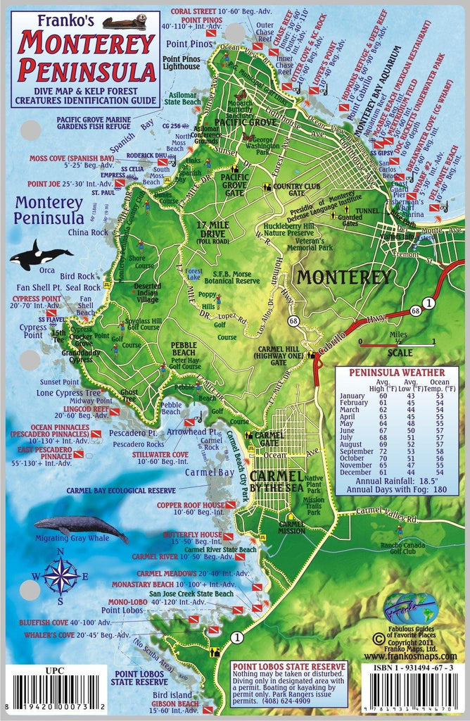Monterey Peninsula Fish Card - Frankos Maps