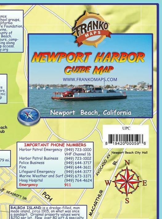 Newport Harbor Guide Map - Frankos Maps