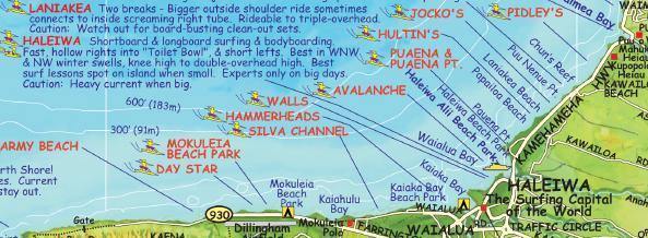 Oahu Surf Guide Map - Frankos Maps