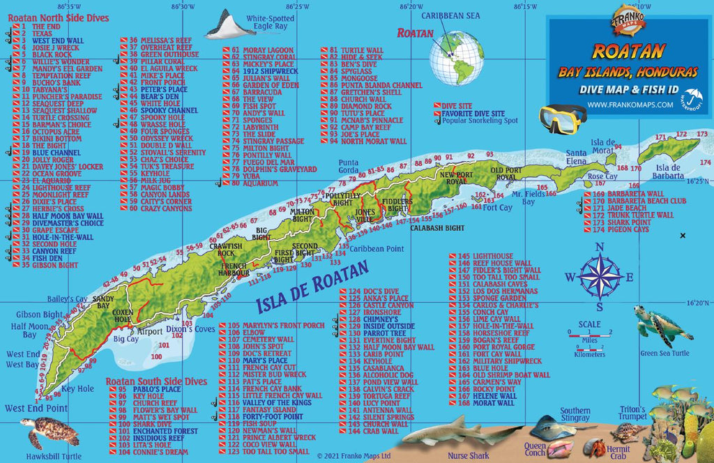 Caribbean Map Roatan Caribbean Maps - Frankos Maps – Franko Maps