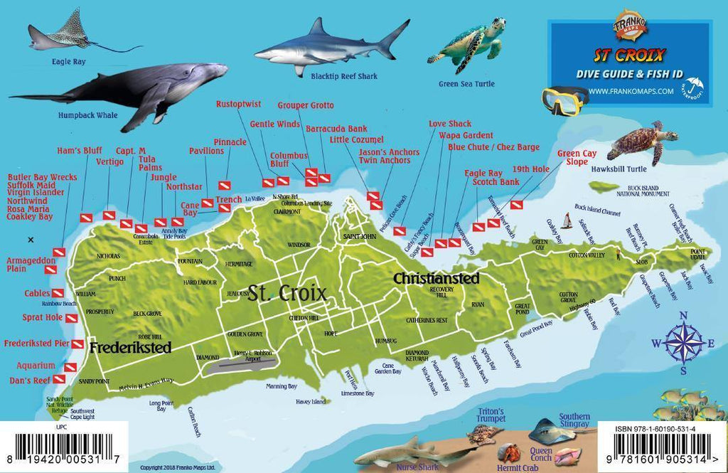 St. Croix USVI Fish Card - Frankos Maps
