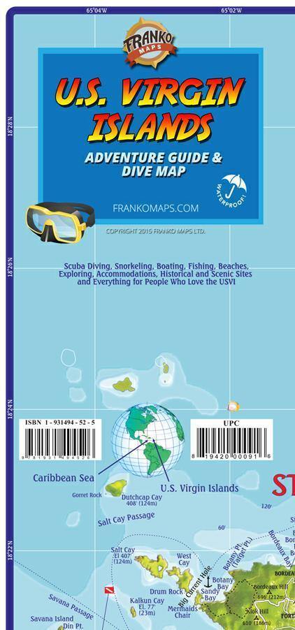 U.S. Virgin Islands Adventure USVI Guide & Dive Map - Frankos Maps